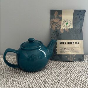 Tea Lovers Bundle: Teal Ceramic Teapot and Cold Brew Tea